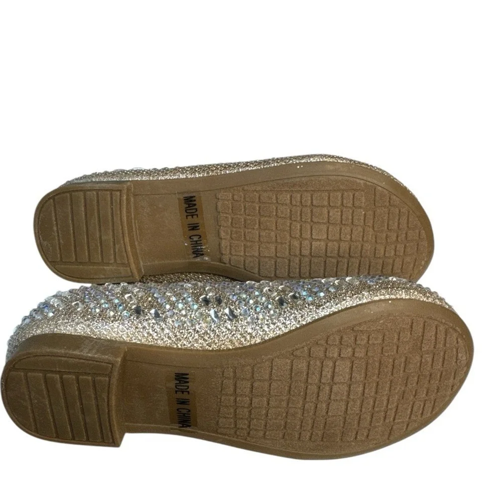 Lauren Lorraine Brenda-K Nude Gold Sparkle Kids Dress‎ Shoes Size 8 Read!